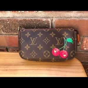 Louis Vuitton accessory pouch, cherry, canvas.
